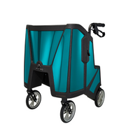 Motivo Tour Rolling Upright Walker - Folding 4-Wheel Rollator with Tray, Cup Holders, Seat & Storage - Senior.com Rollators