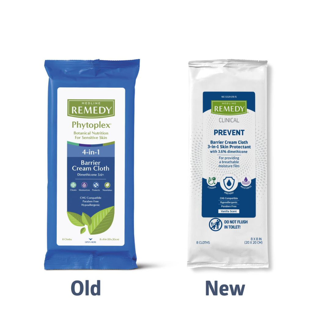 Medline Remedy Clinical 4-in-1 Barrier Cream Cloths with Dimethicone - Senior.com Cleansing Wipes
