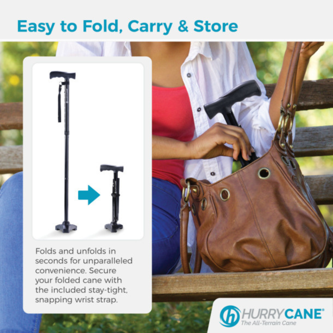 Hurry Cane Freedom Stand Alone Folding Canes with T Handle Grip