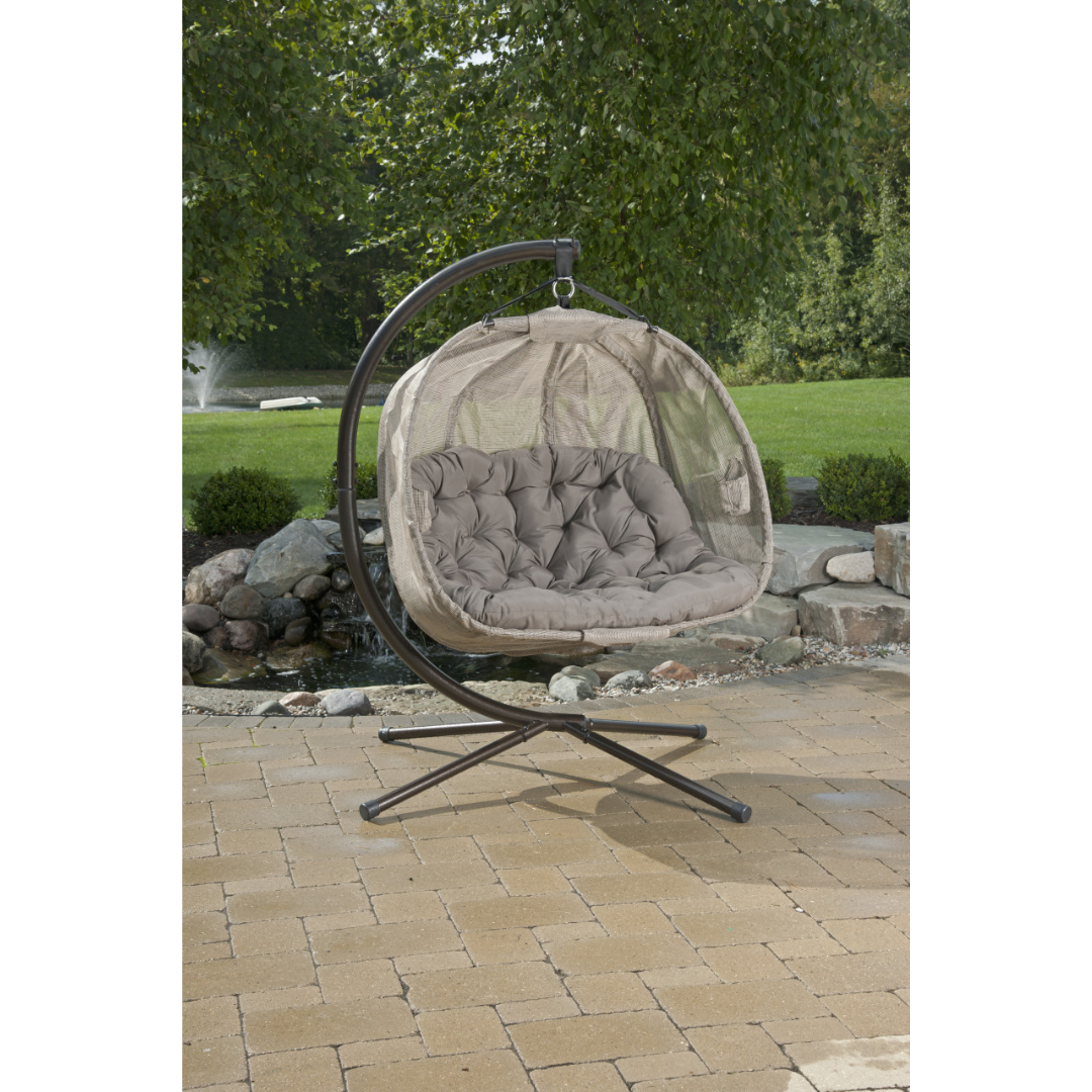 Loveseat hanging discount chair with stand