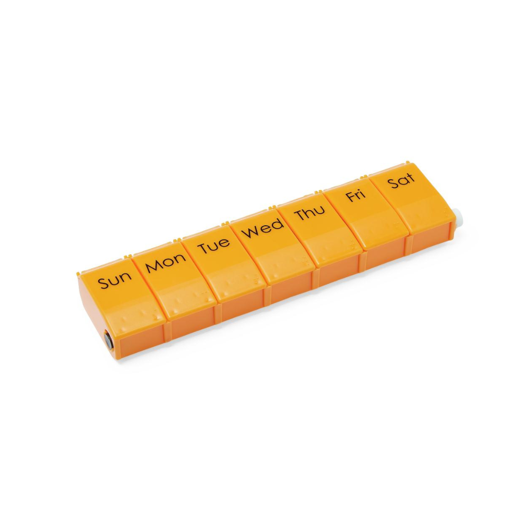 Medline 7-Day Pill Organizer with Lock and 3-Letter Day Abbreviation - Orange - Senior.com Pill Organizers & Crushers