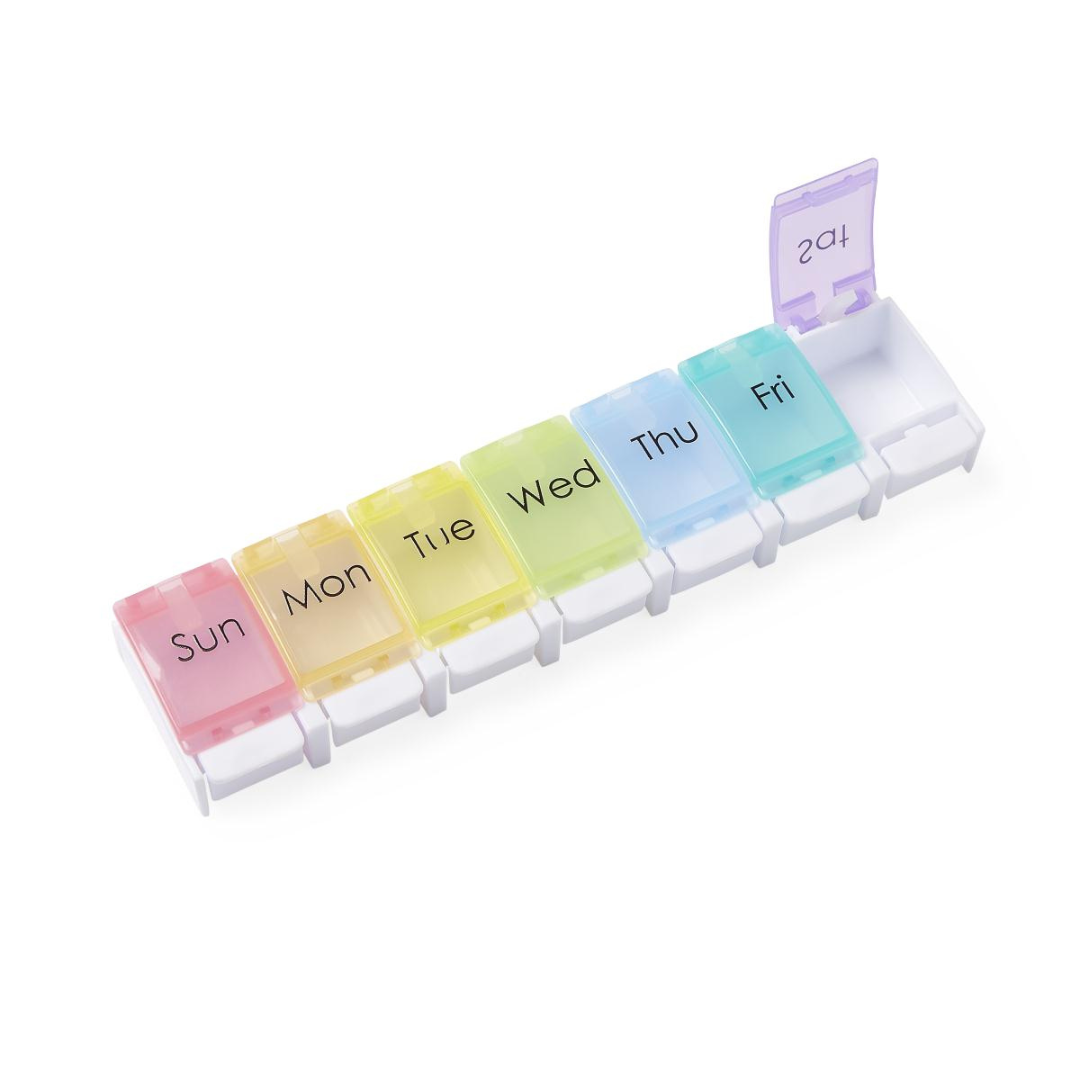 Medline XL 7-Day Pill Organizer with Easy Push Buttons - Multicolor