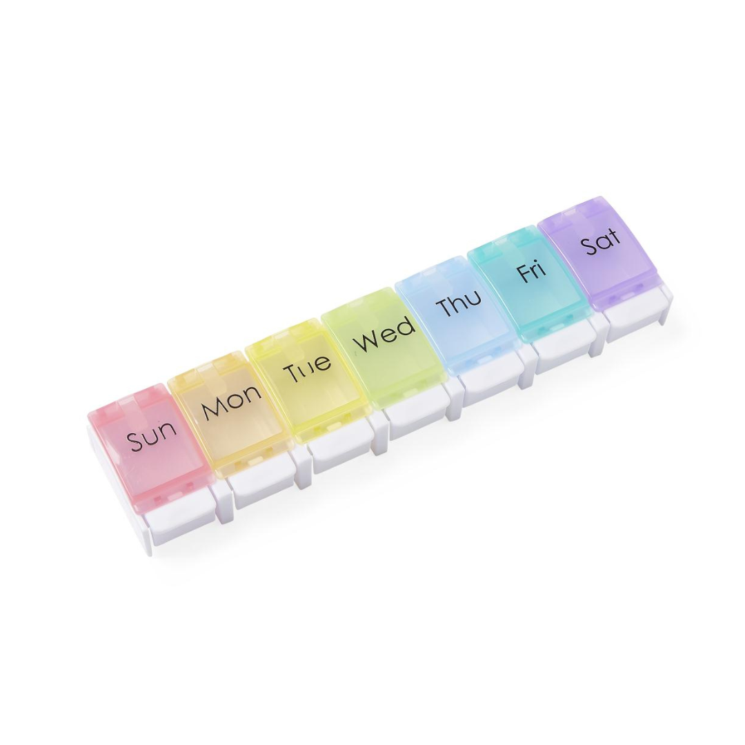 Medline XL 7-Day Pill Organizer with Easy Push Buttons - Multicolor - Senior.com Pill Organizers & Crushers