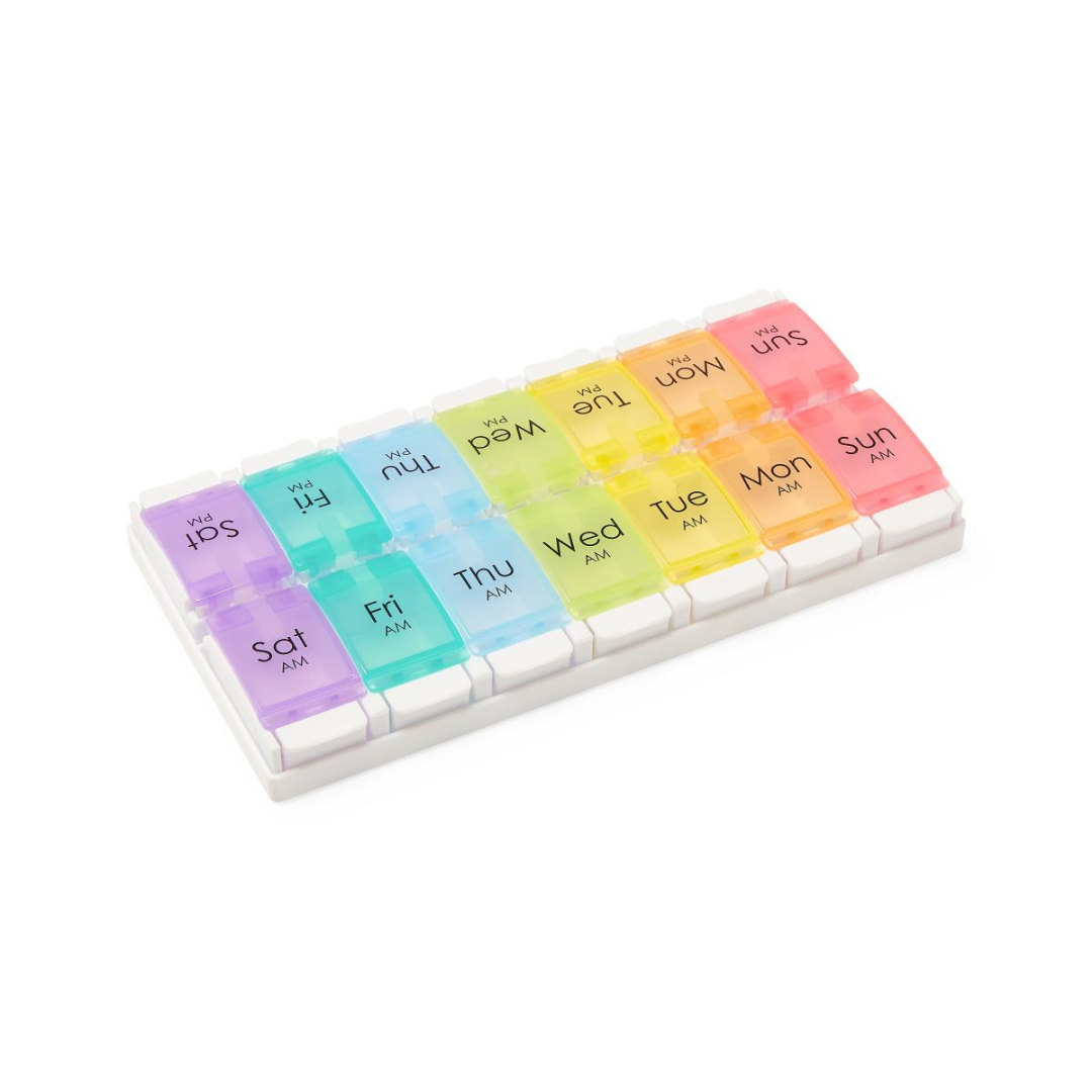 Medline 7-Day Pill Organizer with Easy Push Buttons - Multicolor - AM & PM