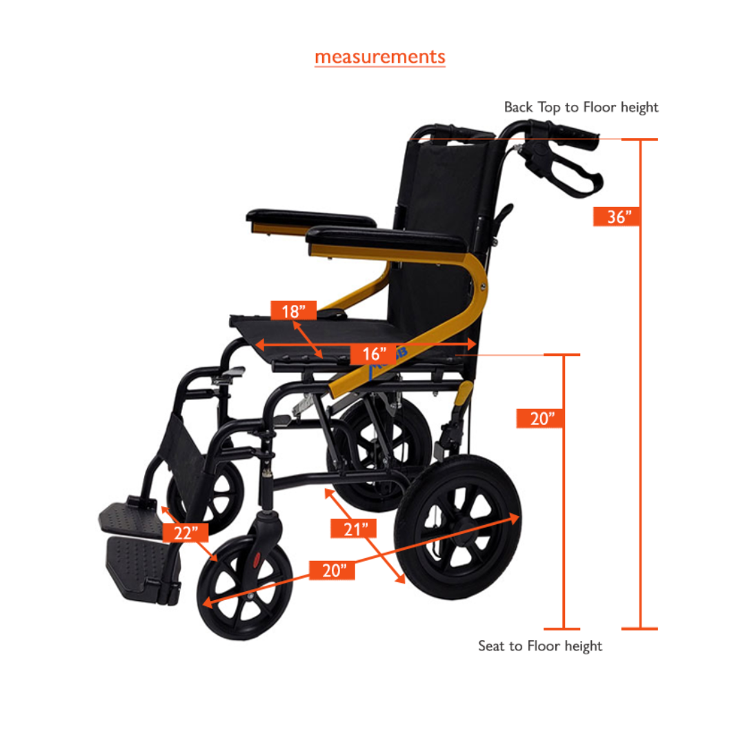 MOBB Healthcare Lightweight Transport Chair with Large 12" Rear Wheels - Senior.com Transport Chairs