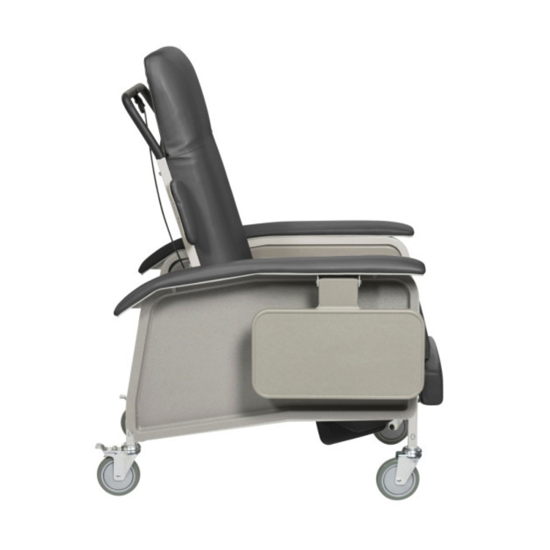 Drive Medical Clinical Care Geri Chair Recliners with 4 Positions & Food Tray Charcoal side view