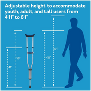 Carex Folding Travel Crutches - Aluminum Underarm Lightweight Crutches - Senior.com Crutches