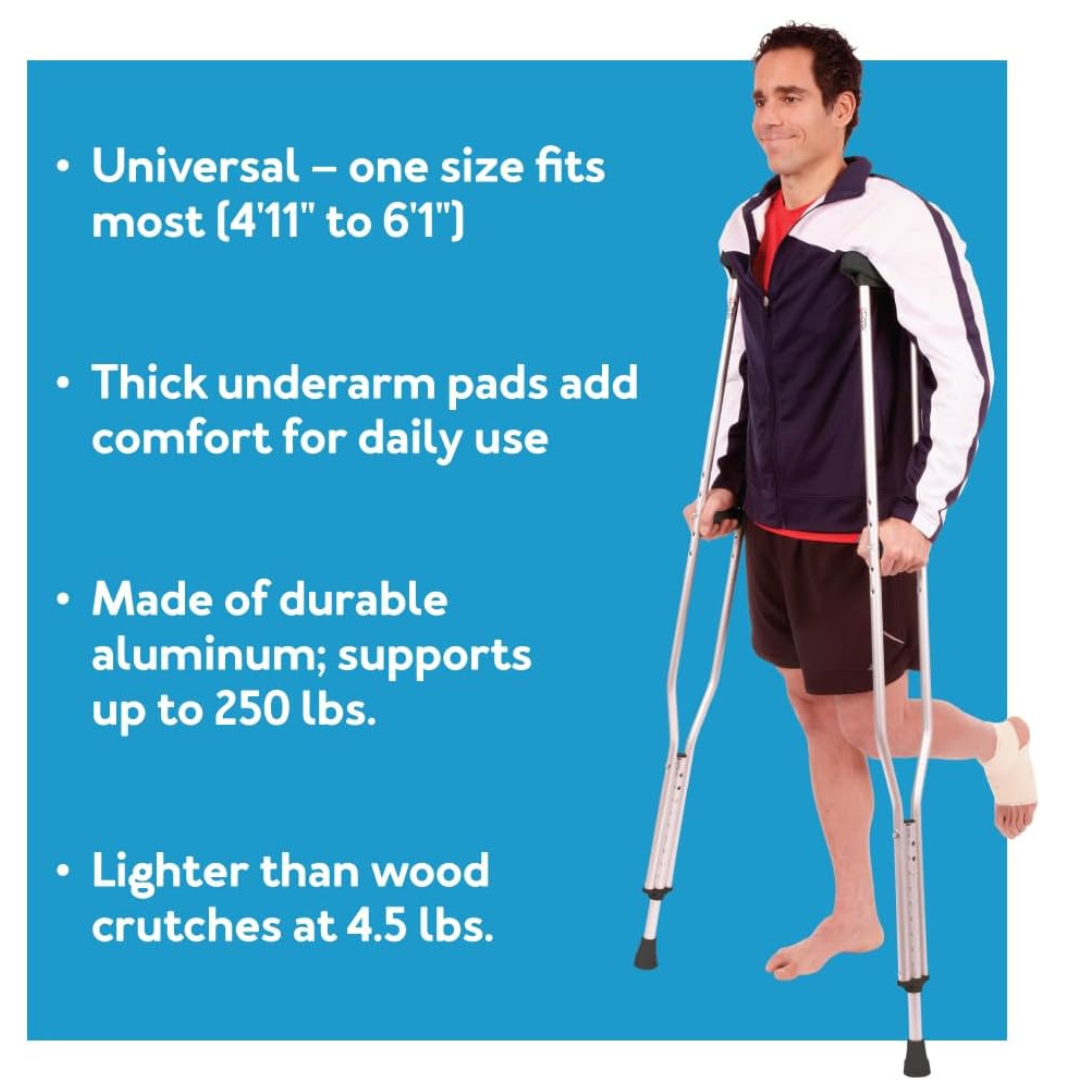 Carex Folding Travel Crutches - Aluminum Underarm Lightweight Crutches