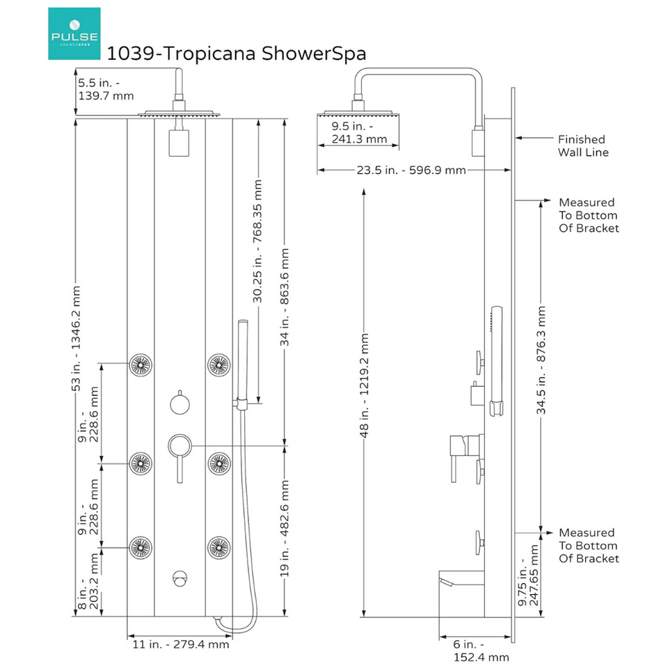 Pulse ShowerSpas Tropicana Panel w/ 10" Rain Showerhead & 6 Spray Jets