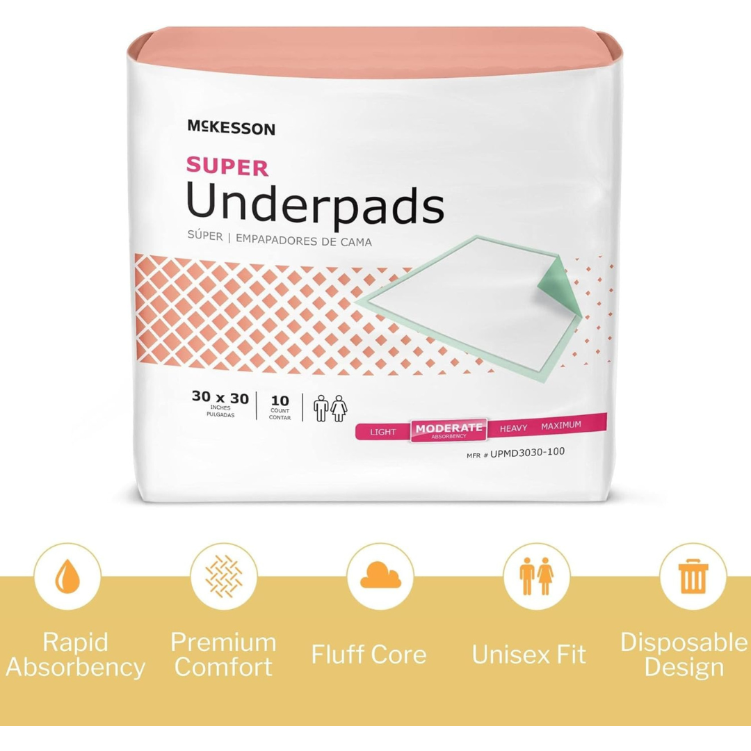 McKesson StayDry Regular Underpads - Disposable Moderate Absorbency - Senior.com Underpads