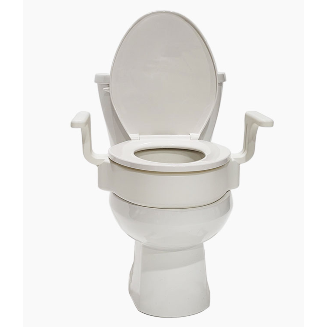 MOBB Healthcare 4" Elongated Raise Toilet Seat with Handles - Senior.com Toilet Seat Risers
