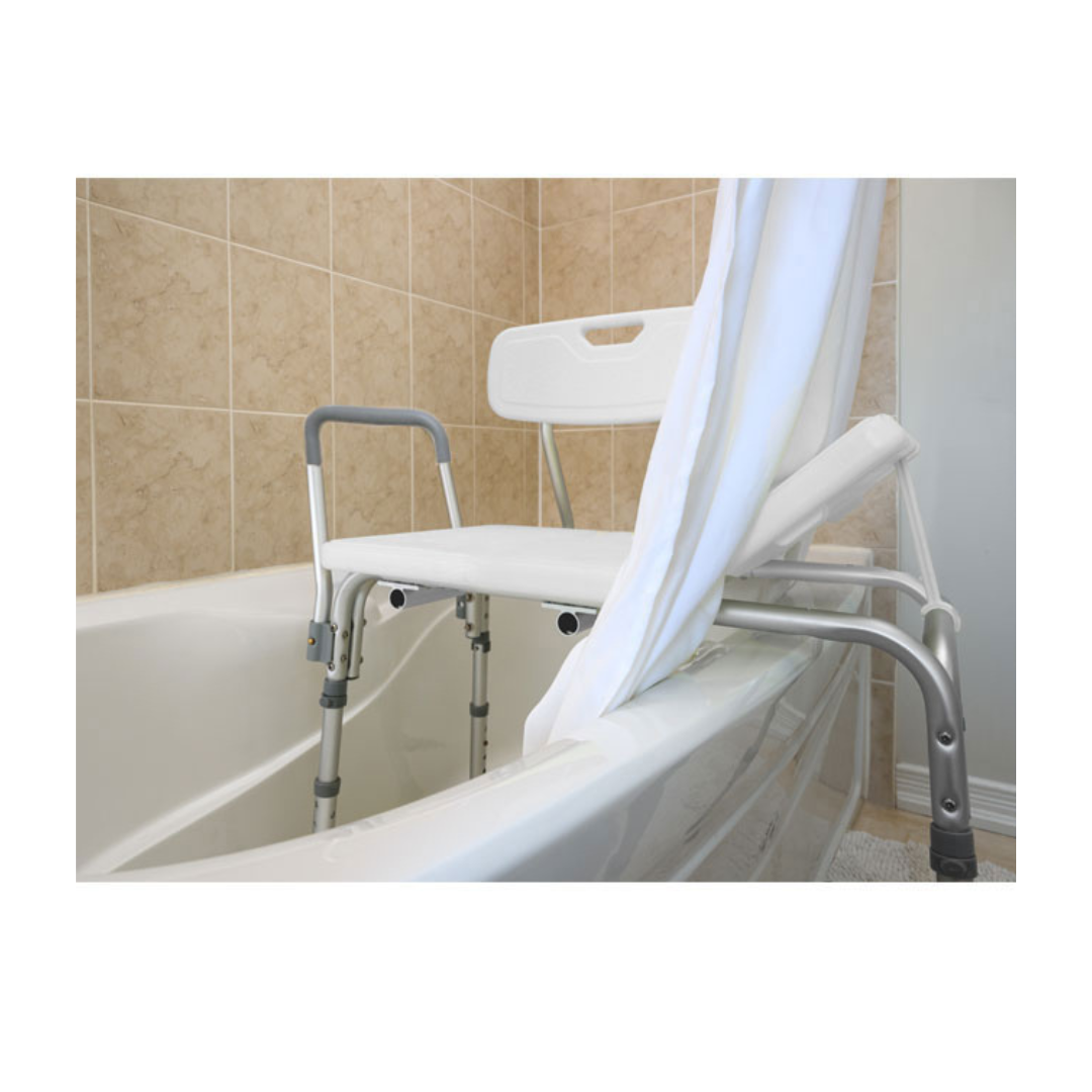 MOBB Healthcare Transfer Bath Bench with Curtain Control - Senior.com Transfer Benches