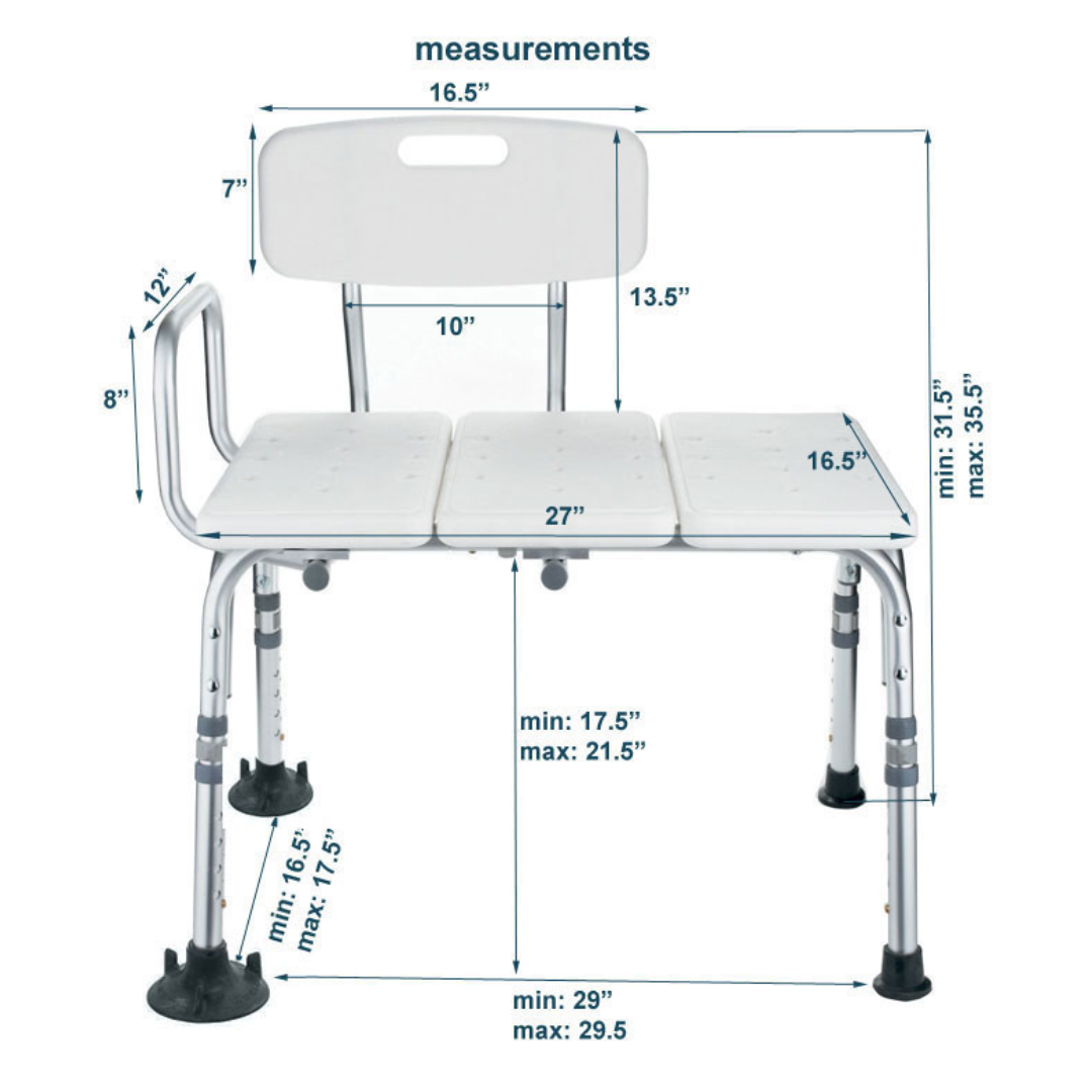 MOBB Healthcare Transfer Bath Bench with Curtain Control - Senior.com Transfer Benches
