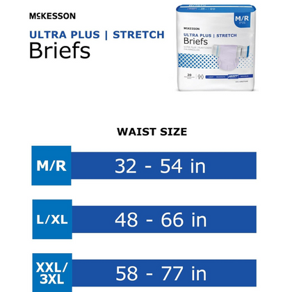 Mckesson Ultra Plus Stretch Tab Closure Unisex Briefs - Heavy Absorben