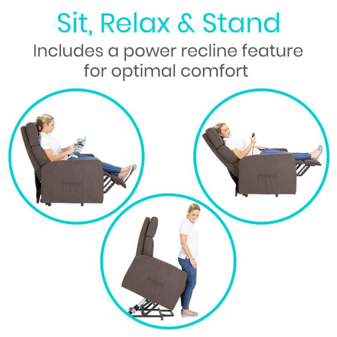 Vive Health Large Power Lift Chair Recliner with 5 Massage Modes - Brown - Senior.com Assisted Lift Chairs