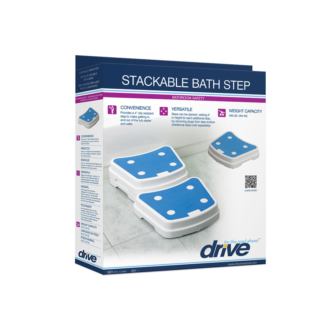 Drive Medical Portable Bath Step - Stackble Fall Prevention Bathtub Steps - Senior.com 