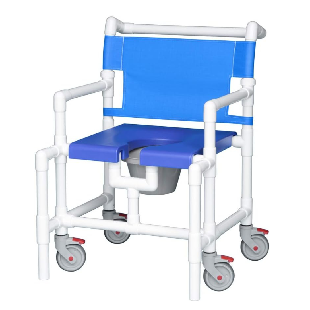 IPU Over-Size Bariatric Rolling Shower Chair & Bedside Commode Blue MODEL SCC8250 OS B/G