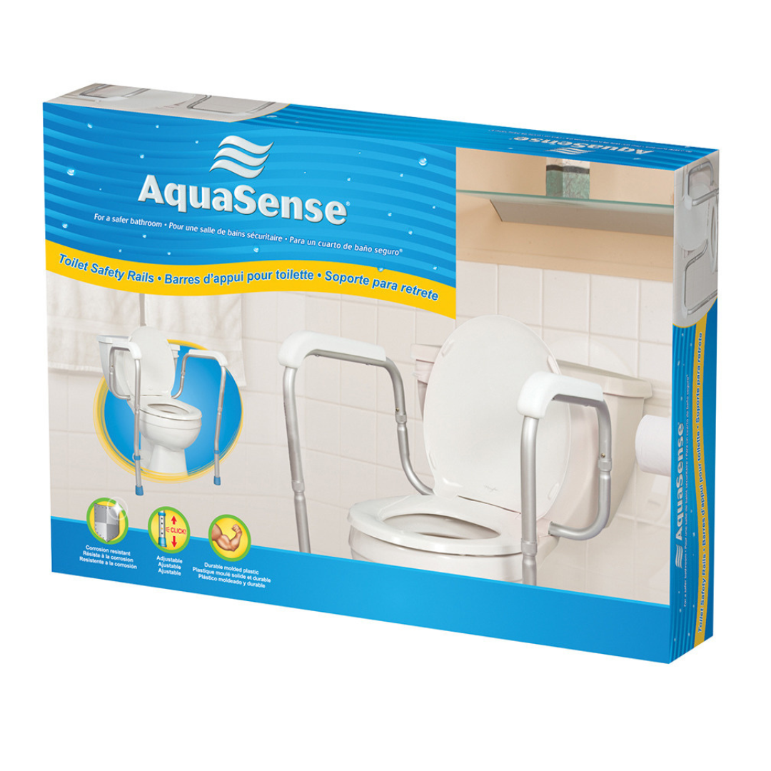AquaSense Adjustable Toilet Safety Rails to Floor - Senior.com Toilet Safety Frames