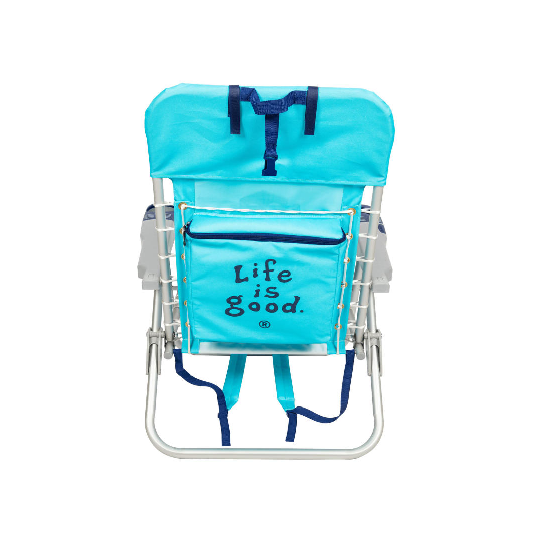 Life is Good® Lace-up Backpack Beach Chair - Reclines with Phone & Cup Holder - Senior.com Beach Chairs