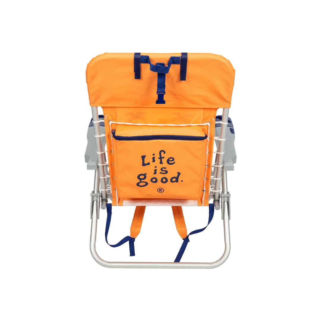 Life is Good® Lace-up Backpack Beach Chair - Reclines with Phone & Cup Holder - Senior.com Beach Chairs