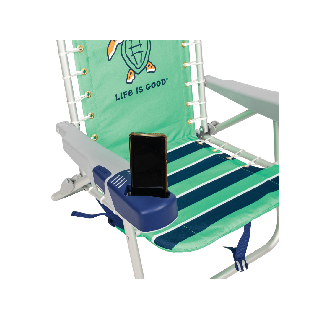 Life is Good® Lace-up Backpack Beach Chair - Reclines with Phone & Cup Holder - Senior.com Beach Chairs