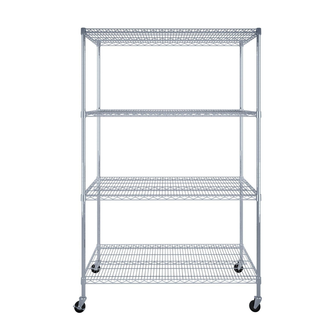 SafeRacks 4-Tier Wire Shelving Storage Racks on Wheels - 24” x 48” x 72” - Senior.com Storage Racks with Wheels