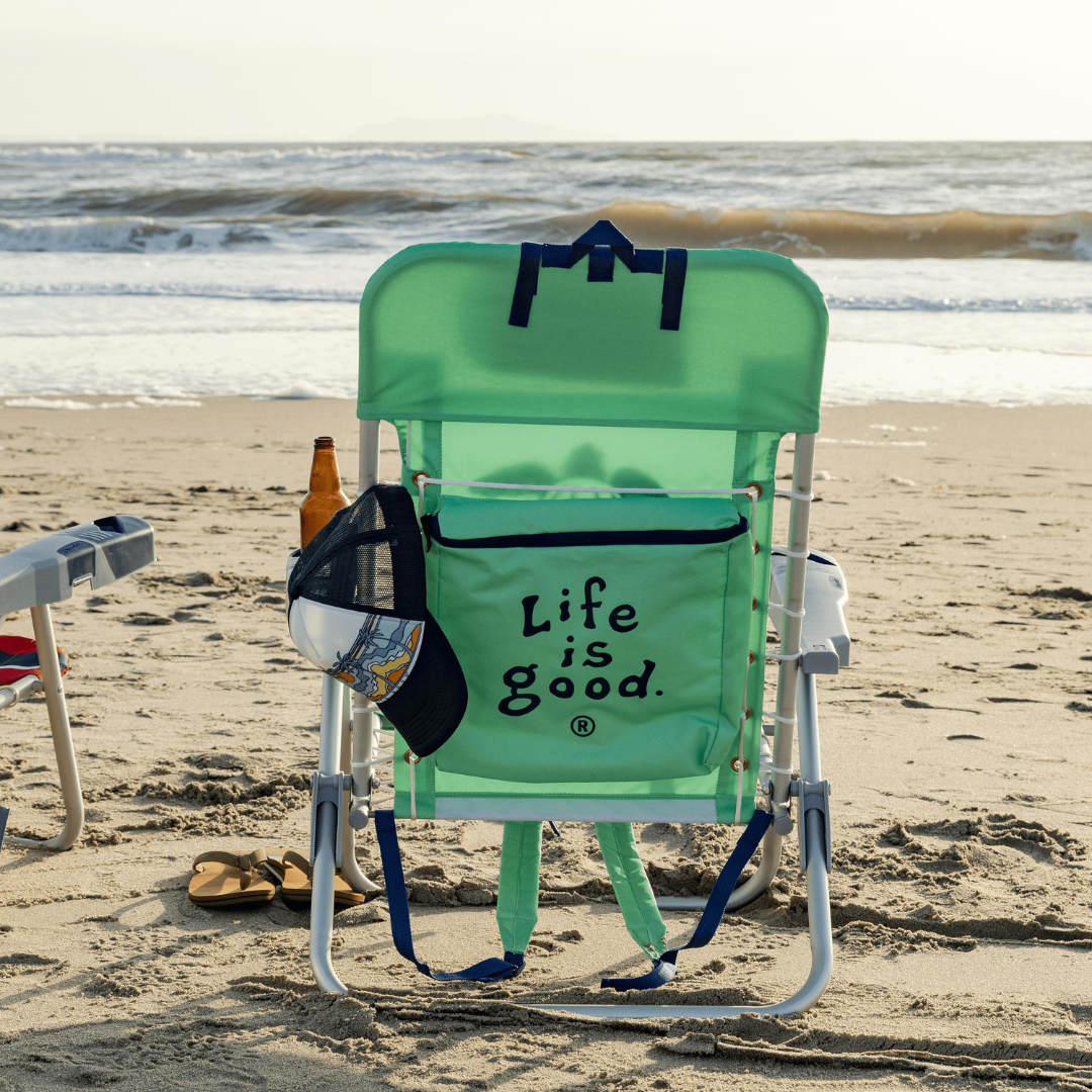 Life is Good® Lace-up Backpack Beach Chair - Reclines with Phone & Cup Holder