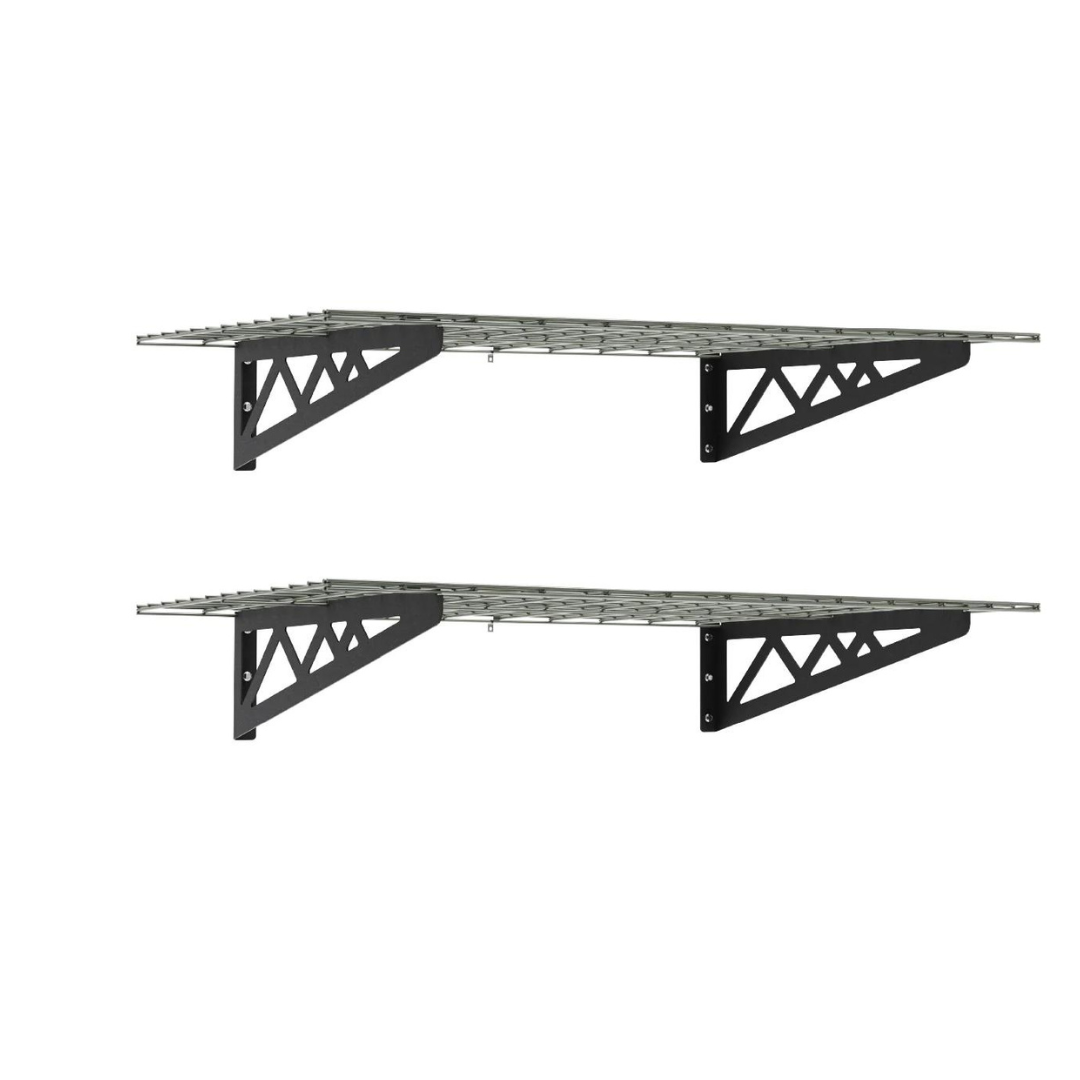 SafeRacks Garage Wall Shelves - 2 Pack Combo Set with 4 Hanging Hooks - Senior.com Wall Shelves