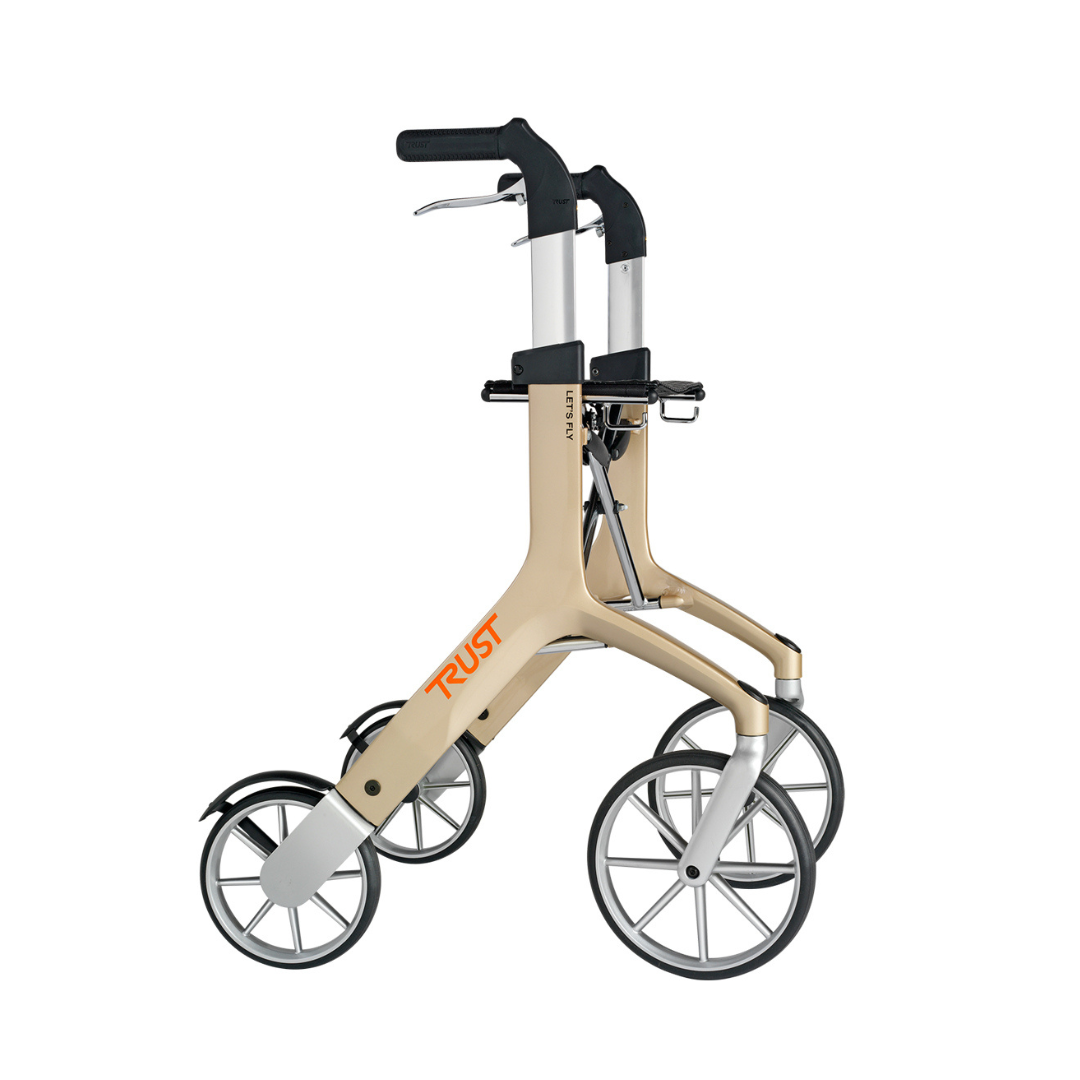 Trust Care Let’s Fly Lightweight Ergonomic Rollator - Built in Seat & Storage - Senior.com Rollators