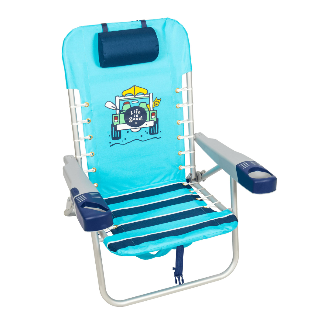 Life is Good® Lace-up Backpack Beach Chair - Reclines with Phone & Cup Holder - Senior.com Beach Chairs