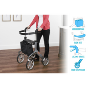 Trust Care Let’s Fly Lightweight Ergonomic Rollator - Built in Seat & Storage - Senior.com Rollators