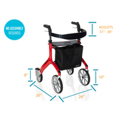 Trust Care Let’s Fly Lightweight Ergonomic Rollator - Built in Seat & Storage - Senior.com Rollators