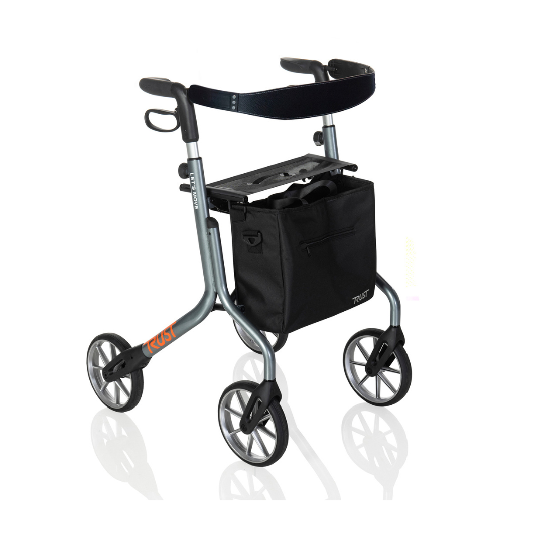 Trust Care Let’s Move Modern Folding Rollator with Seat & Storage Bag - Senior.com Rollators