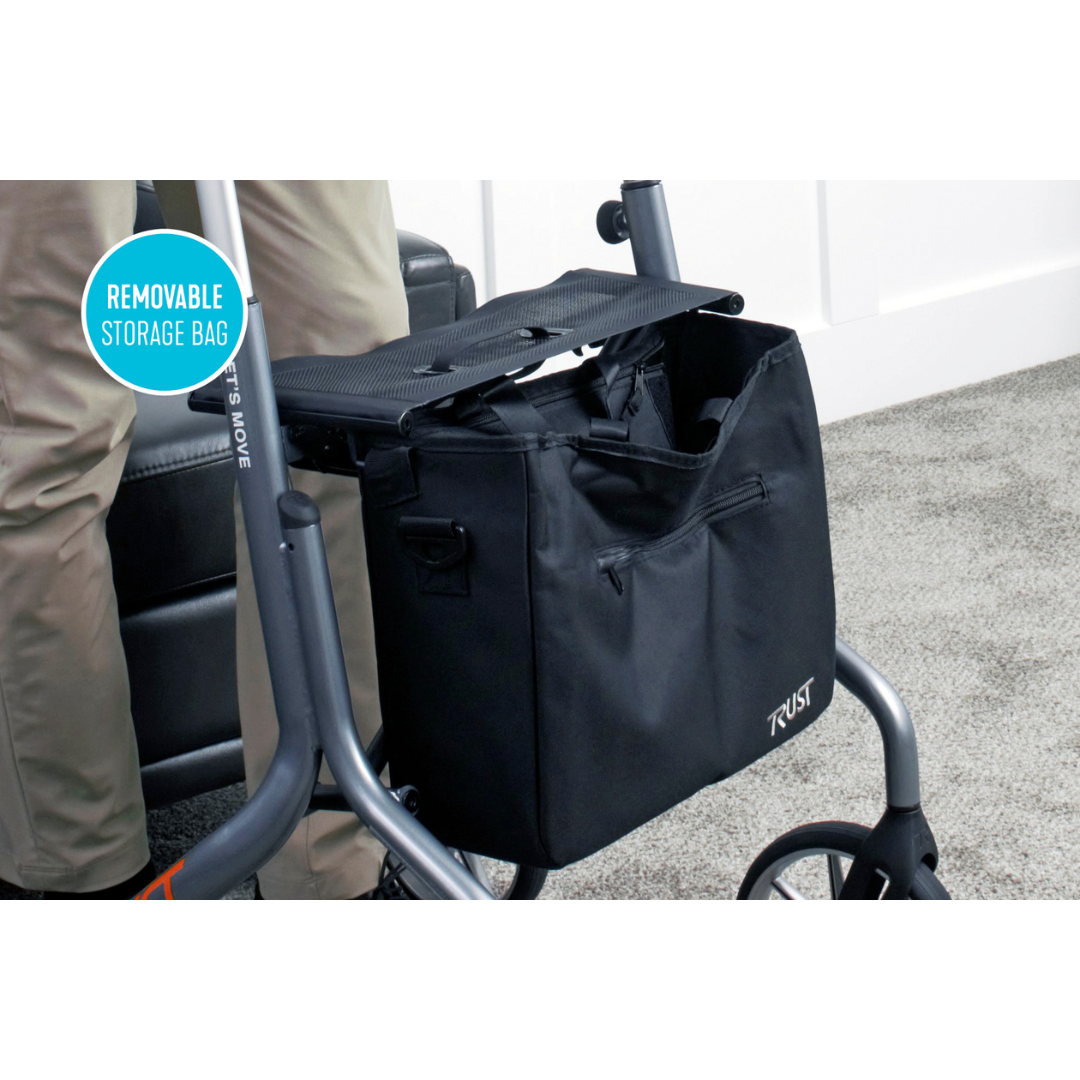 Trust Care Let’s Move Modern Folding Rollator with Seat & Storage Bag - Senior.com Rollators