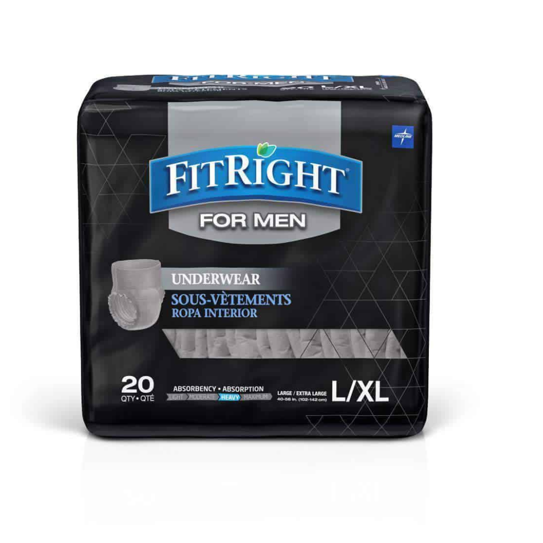 FitRight Ultra Absorbency Underwear for Men - Case of 80 L/XL