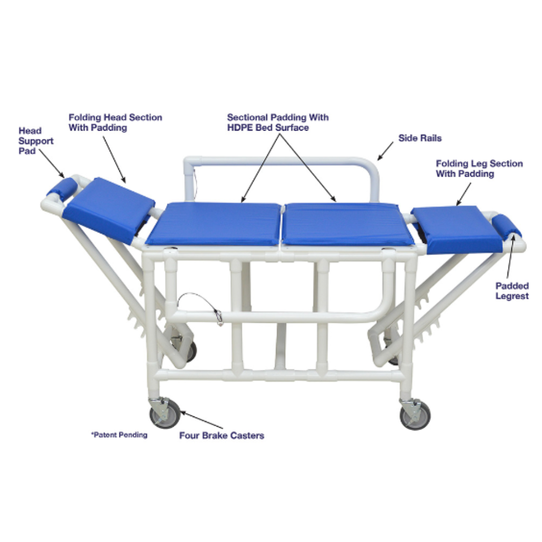 MJM International Folding Padded PVC Shower Transfer Gurney