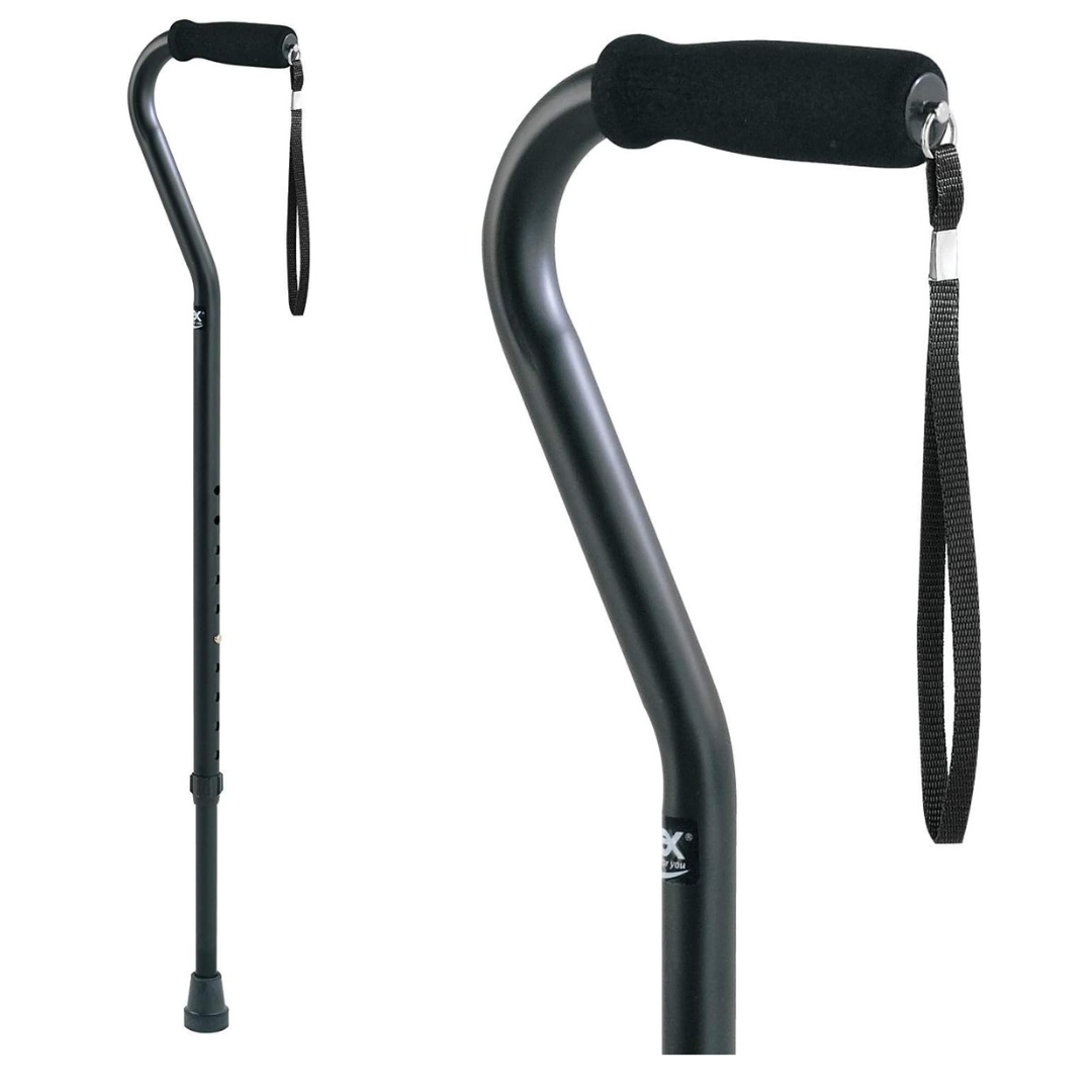 Carex Offset Aluminum Black Cane - Height Adjustable - Senior.com Canes