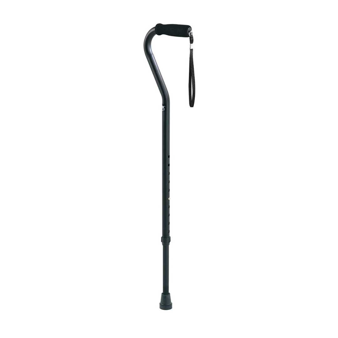 Carex Offset Aluminum Black Cane - Height Adjustable - Senior.com Canes