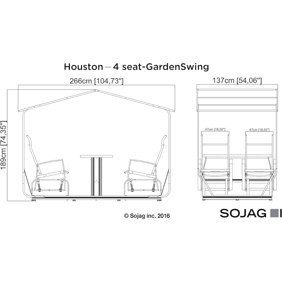 Sojag Charcoal Houston 4-Seater Glider Swing with Gazebo Cover & Table - Senior.com Gazebos
