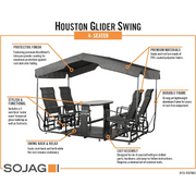 Sojag Charcoal Houston 4-Seater Glider Swing with Gazebo Cover & Table - Senior.com Gazebos
