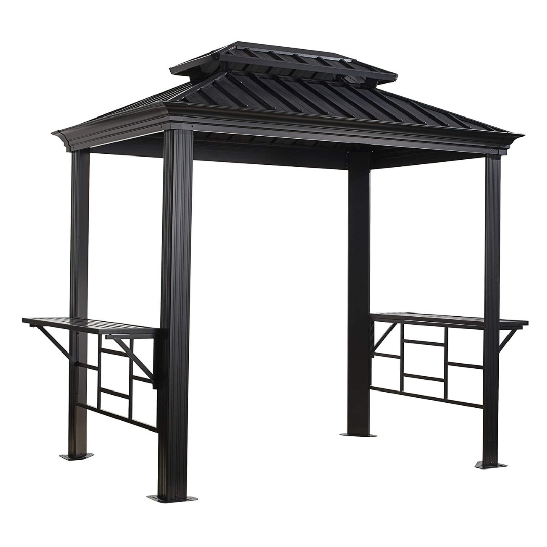 Sojag Outdoor 6' x 8' Messina Grill Steel Hardtop Gazebo with Shelving