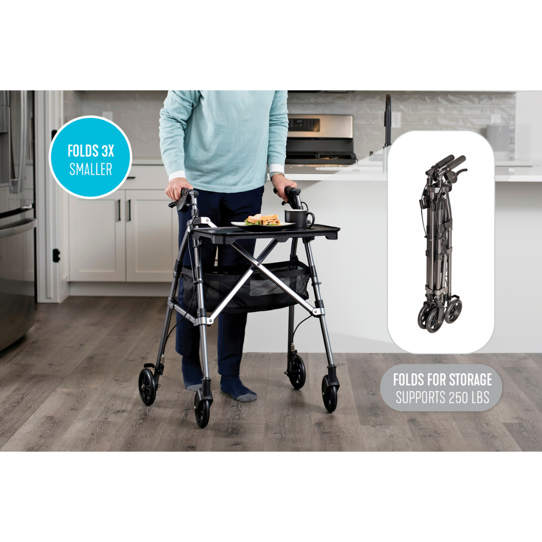 Stander Wonder Indoor Rollator with Tray - Folding & Super Lite - Senior.com 