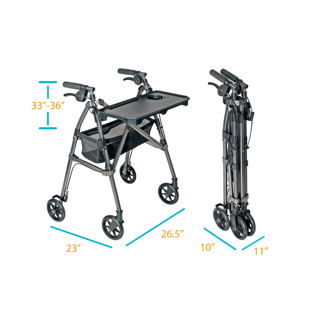 Stander Wonder Indoor Rollator with Tray - Folding & Super Lite - Senior.com 