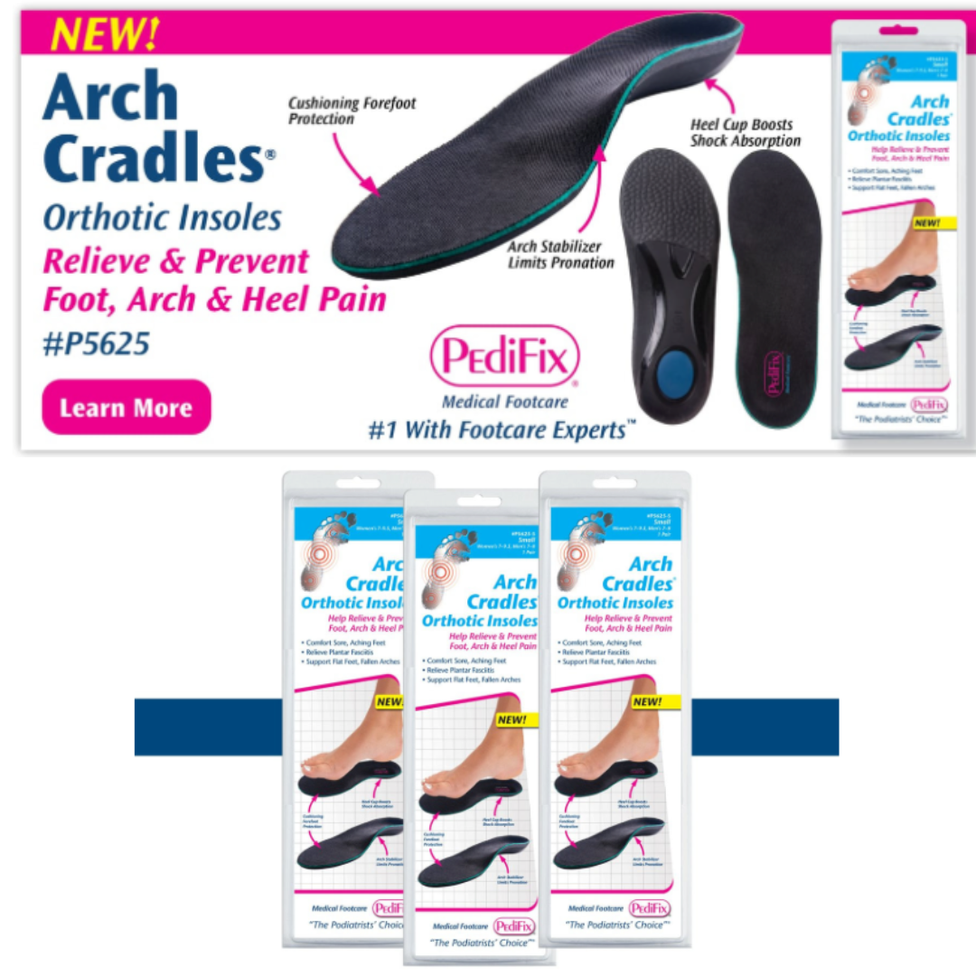 Pedifix Arch Cradles Full Length Orthotic Insoles - Help's Ease Foot Pain
