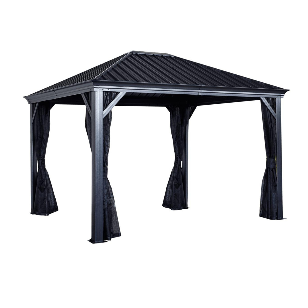 Sojag Marsala Hard Top Gazebo with Mosquito and Sun Curtains - 10 ft. x 14 ft.