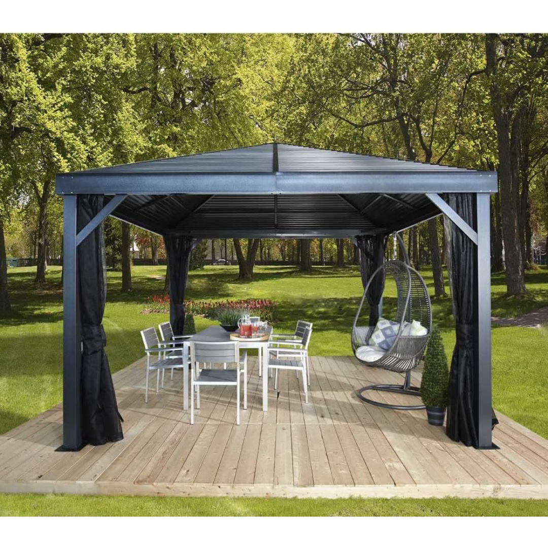 Sojag Outdoor South Beach Hardtop Gazebo Sun Shelter with Mosquito Netting