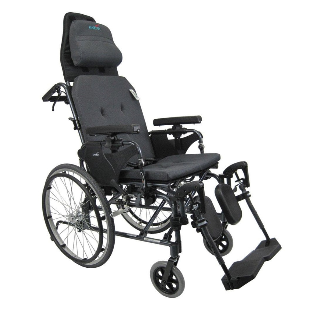Karman Healthcare Ergonomic V-Seat Reclining Wheelchair, Diamond Black