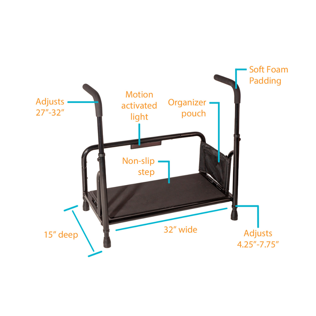 Stander Step - Bedside Step Stool - Height Adjustable With Hand Rails - Senior.com Step Stools