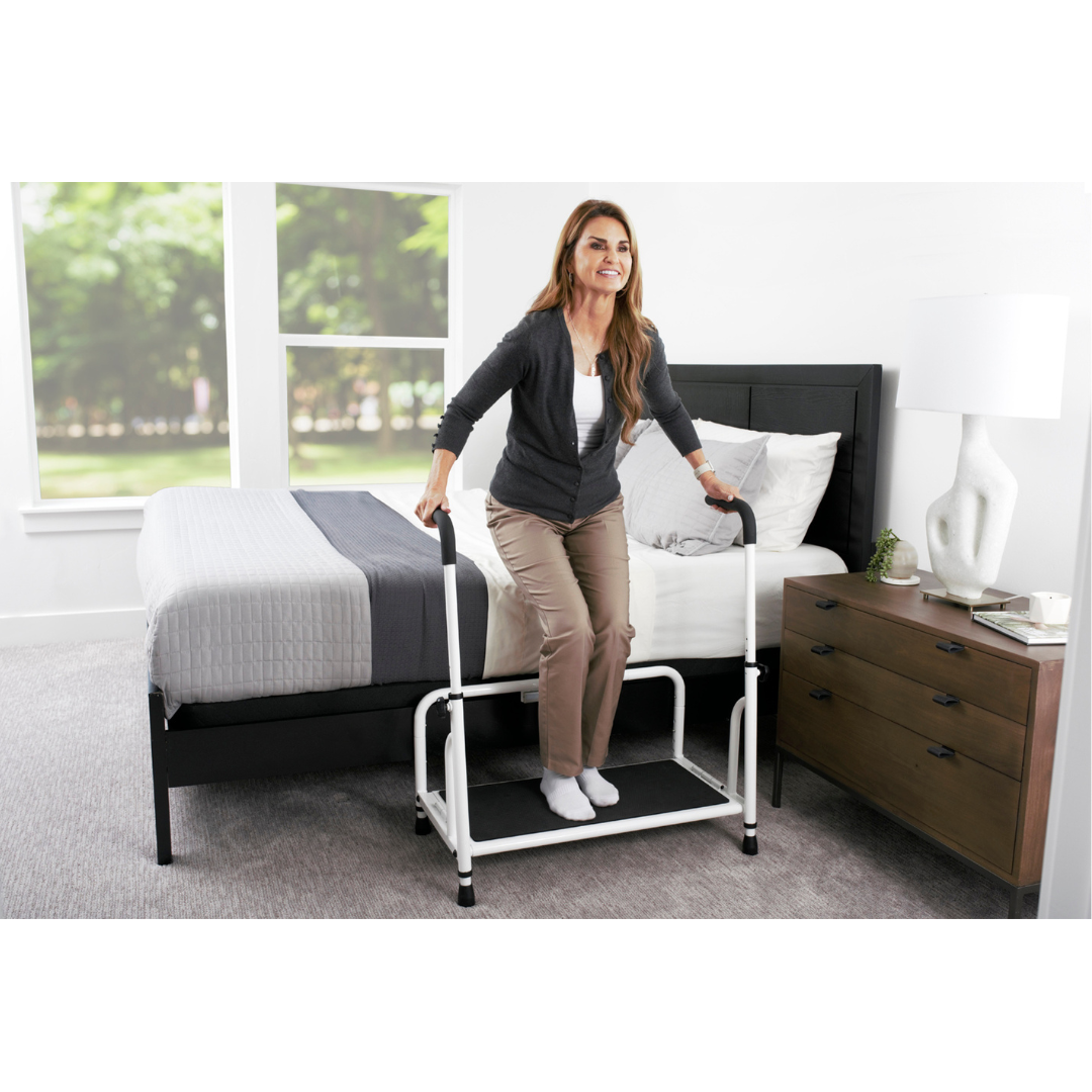 Stander Step - Bedside Step Stool - Height Adjustable With Hand Rails - Senior.com Step Stools