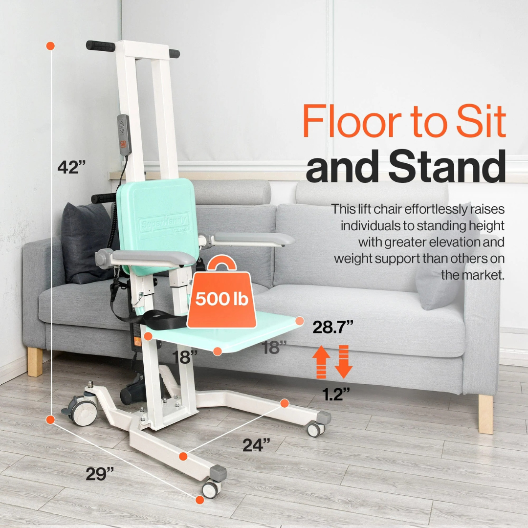 SuperHandy GoRise TX Patient Transfer Lift - 500 lb Capacity - Portable Floor-to-Stand - Senior.com Patient Lifts